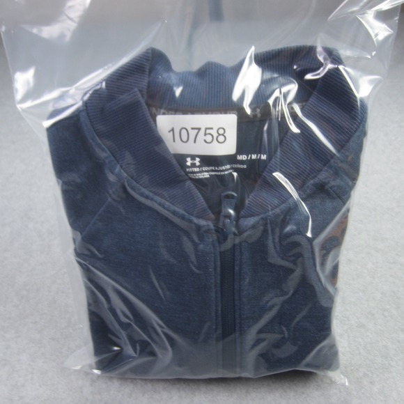 Under Armour Jacket Mens Medium Blue Full Zip Knit‎ Bomber Fitted - Picture 15 of 15